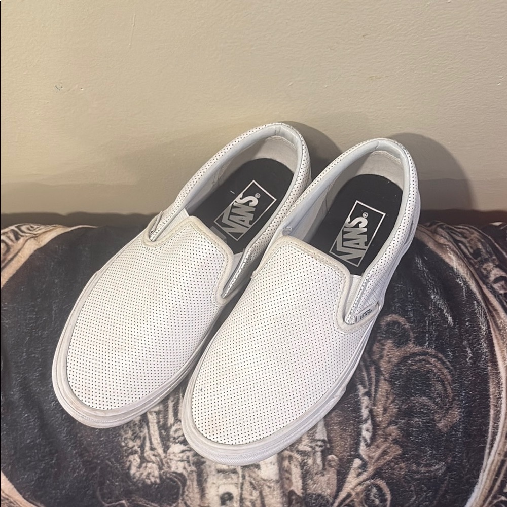 Vans White Slip-On Sneakers Classic Canvas Design